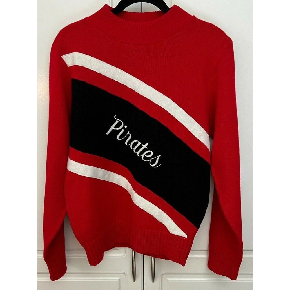 Vintage Bristol Products Official Award Sweater Red Acrylic Pirates Size 40